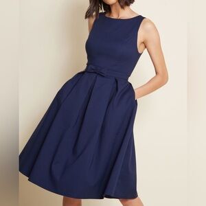 Liza Luxe x ModCloth Vintage Inspired Fit And Flare Dress Navy Blue NWT